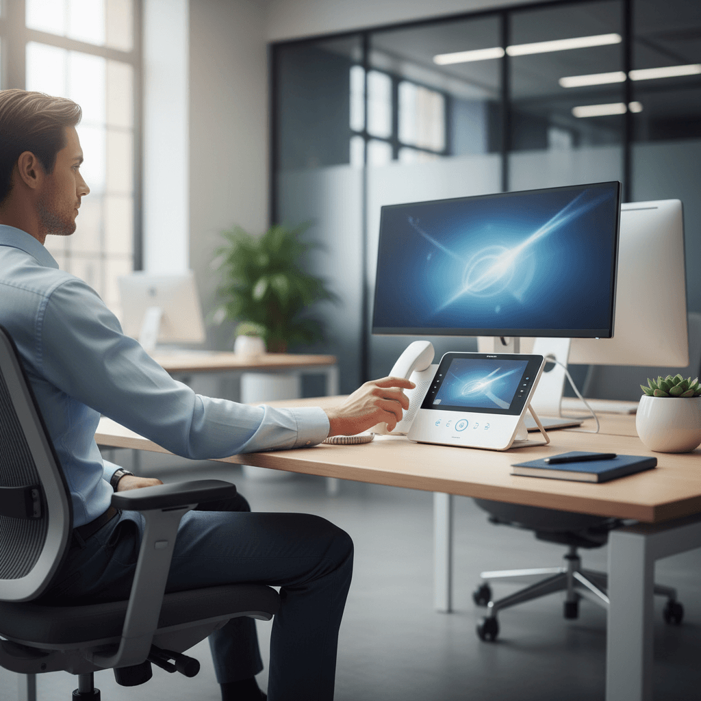 Business phone system in a modern office environment