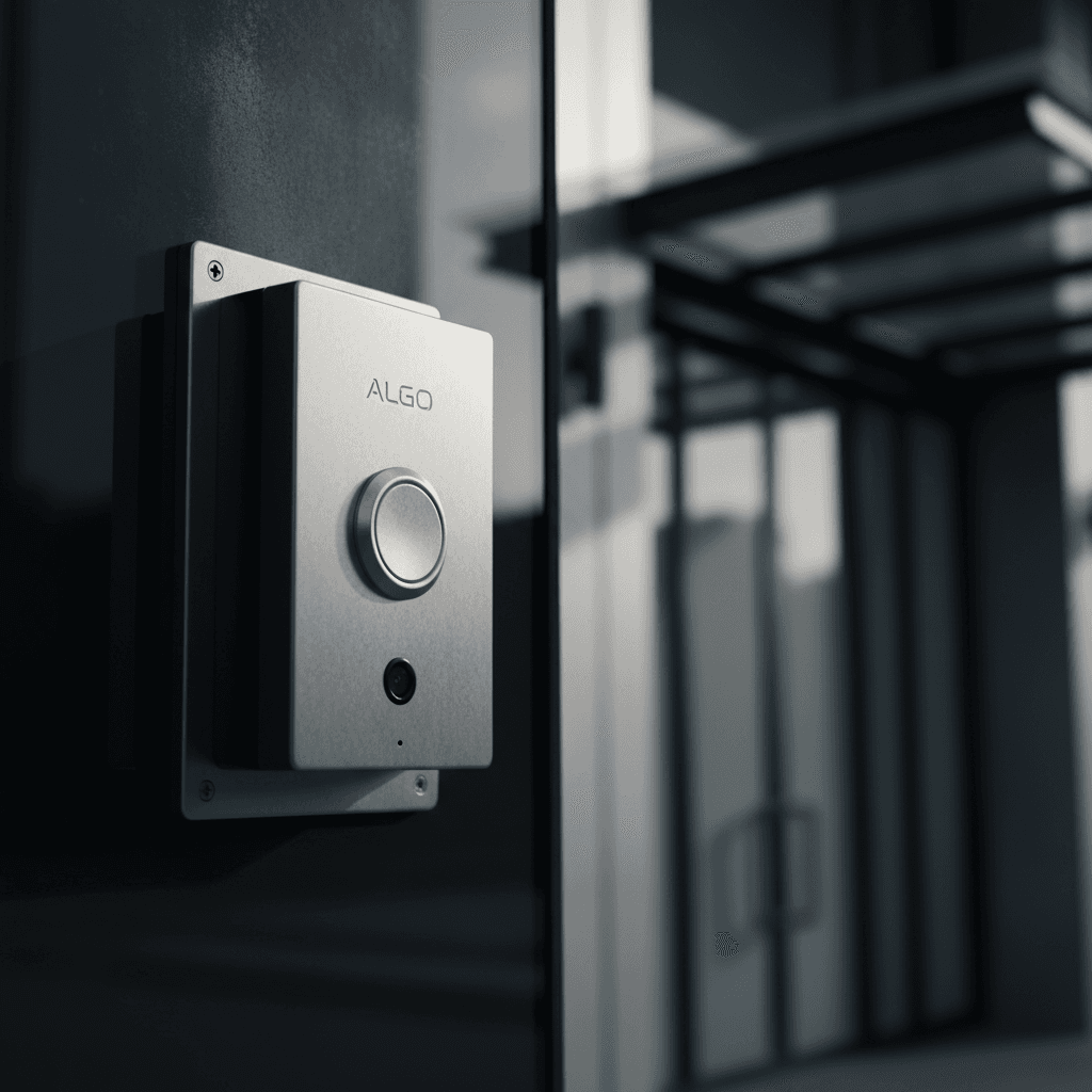 Algo doorphone mounted at building entrance