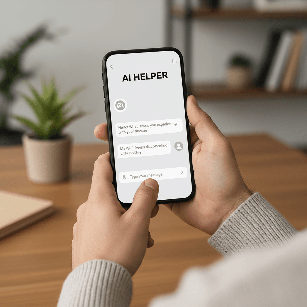 Using AI troubleshooting app on smartphone