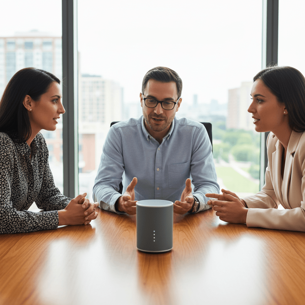 Team collaborating on a conference call