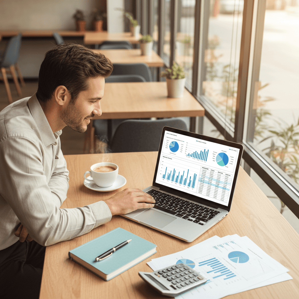 Professional reviewing billing and pricing information