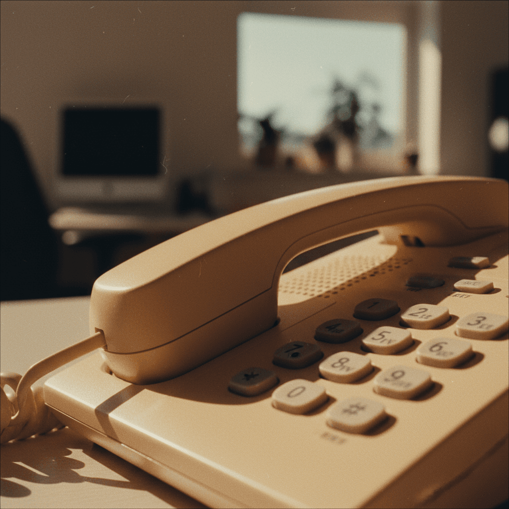 Close-up of telephone handset and keypad