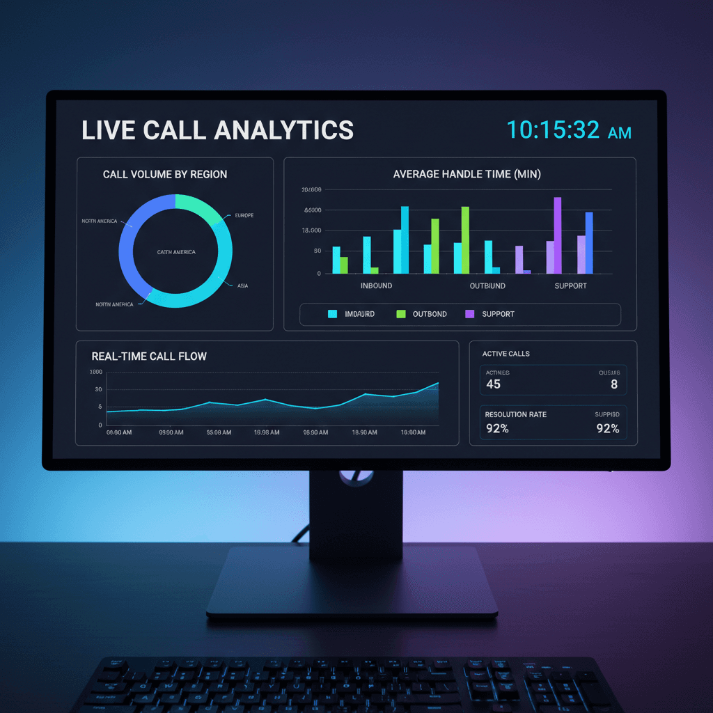 Call management dashboard displaying real-time call analytics
