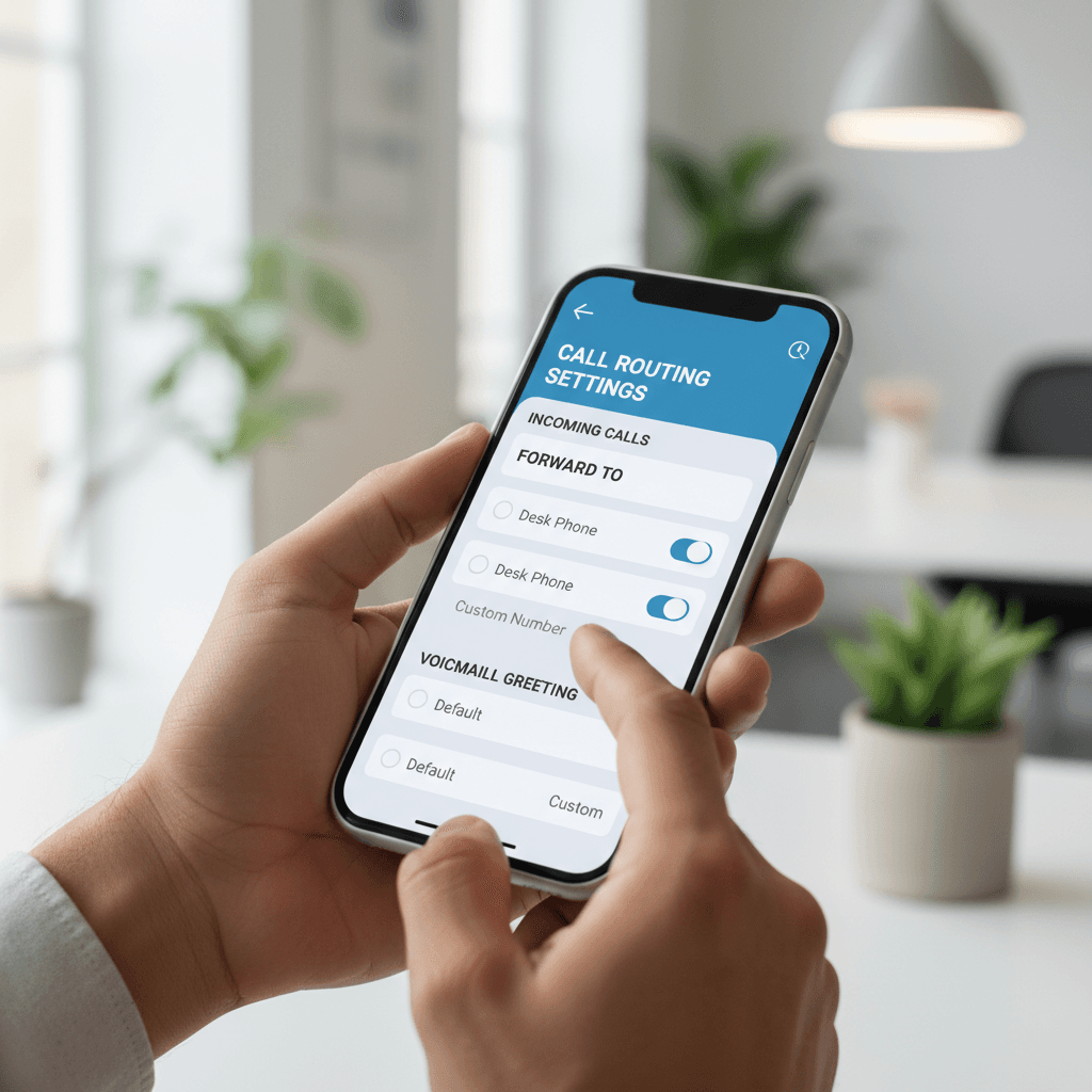Mobile phone showing call routing setup interface