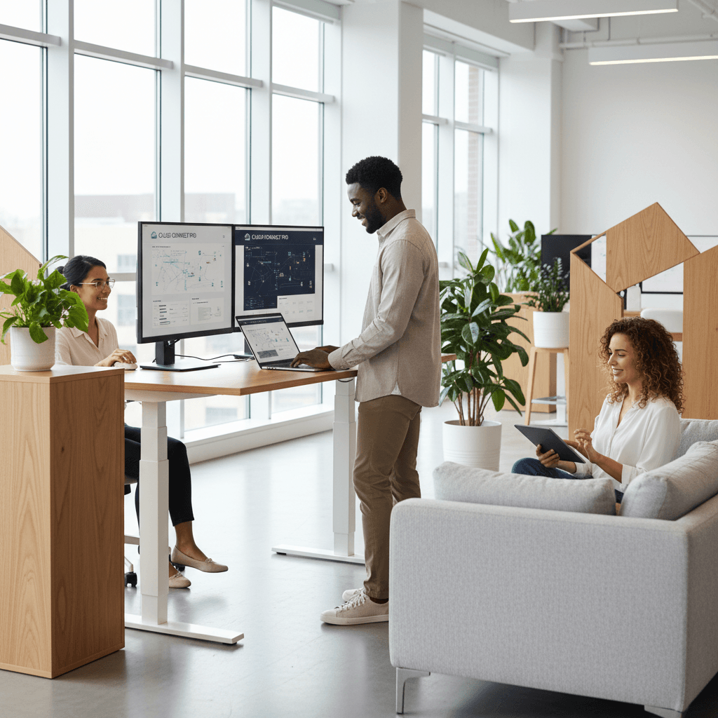 Team members using virtual extensions across different devices